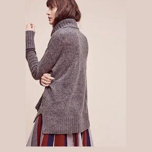 ANTHROPOLOGIE Moth Fireside Turtleneck Sweater Wool Blend Grey Women's Small